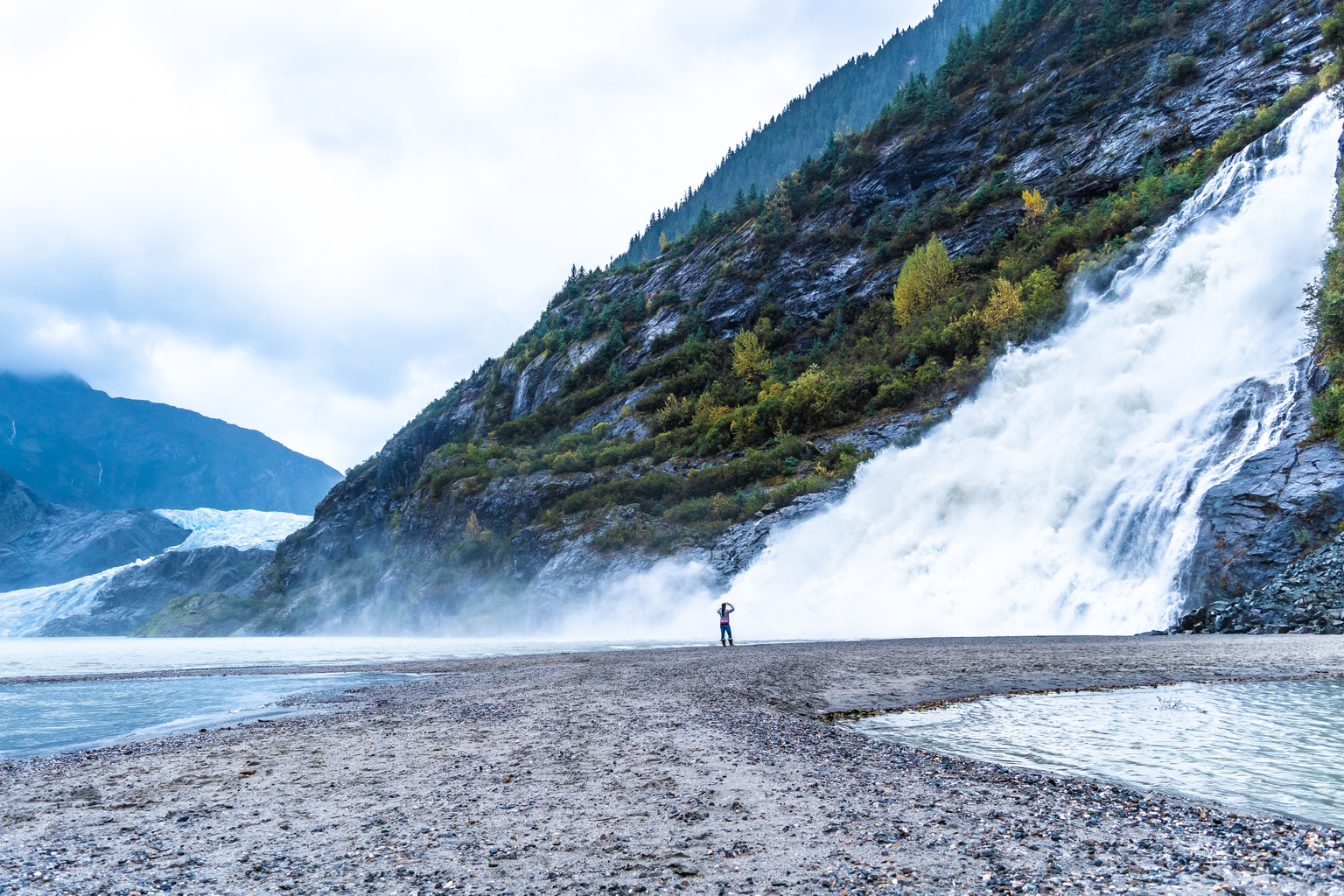 Nugget Falls: Majestic Waterfall Near Mendenhall Glacier