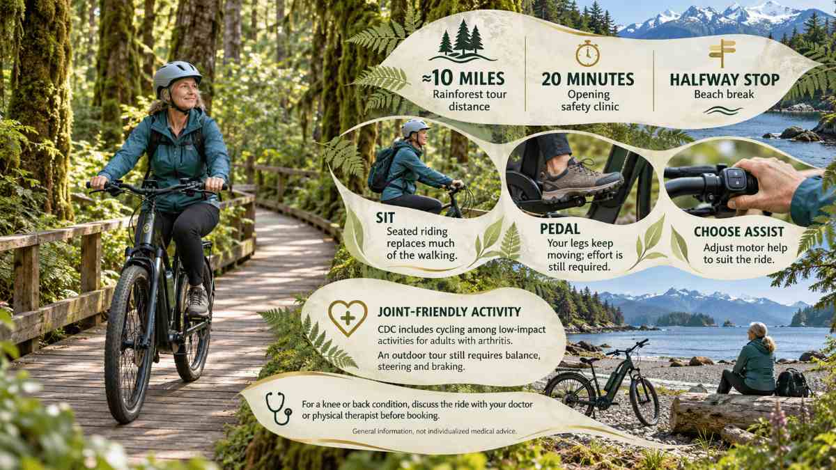 Segway Tour With Bad Knees or a Bad Back? An Honest Accessibility Guide 2 E-bike rider on a rainforest boardwalk near Juneau